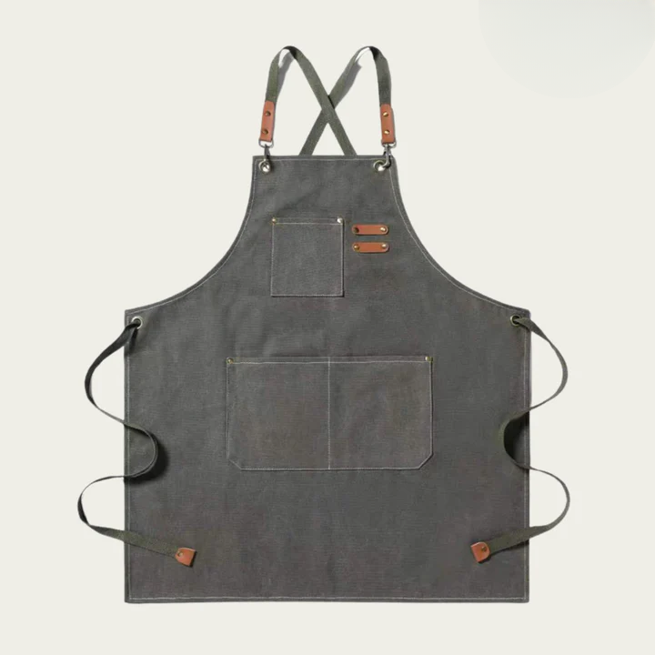 Work Apron with Cross-Back Straps and Several Pockets