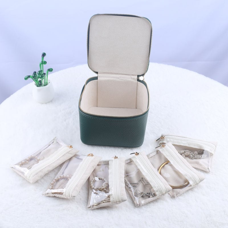 Zippered Jewelry Storage Box with Compartments