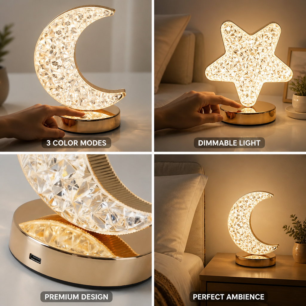 Crystal Dimmable Table Lamp (Three Color Modes)
