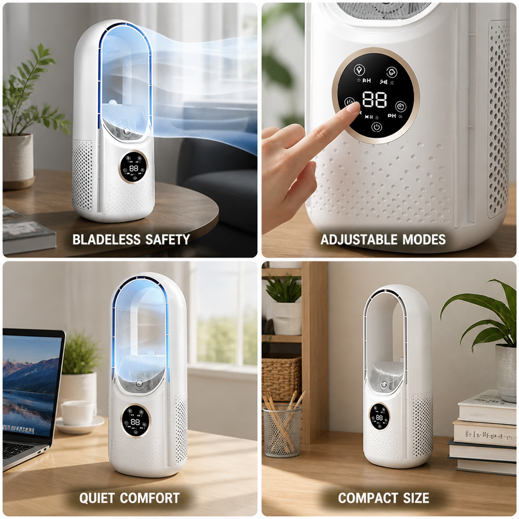 Bladeless Quiet Portable Desktop Air Cooler