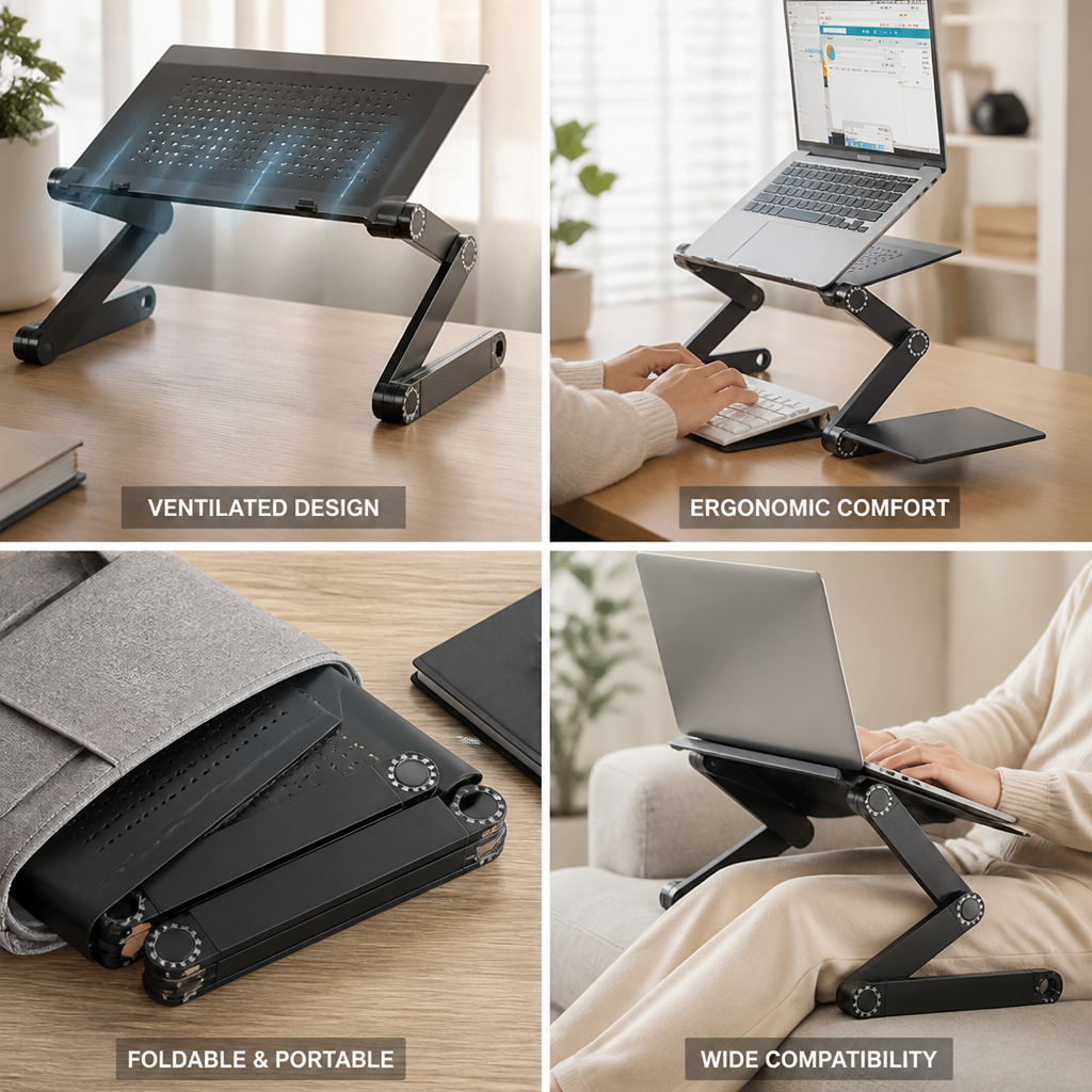 Adjustable Ventilated Aluminum Laptop Stand (Foldable)