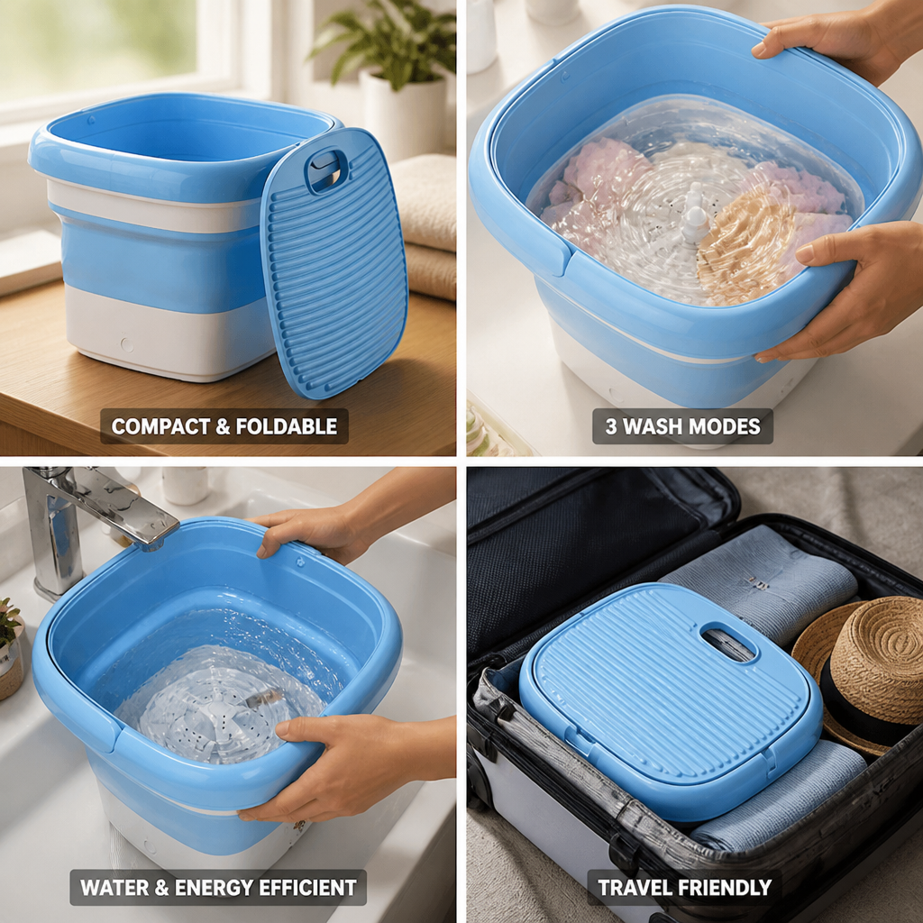 Foldable Wash & Spin Mini Washing Machine