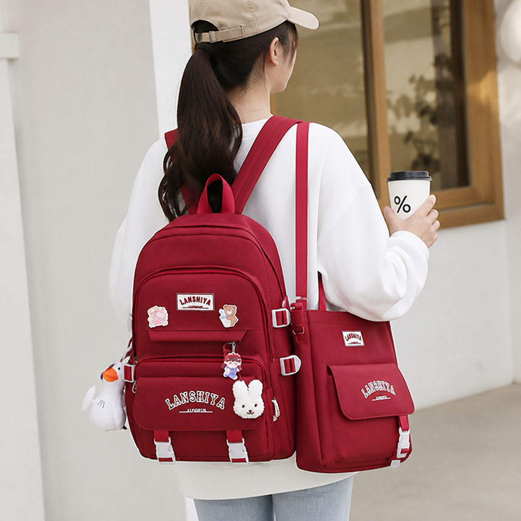 Large-Capacity Lightweight Teen Backpack Set (4-Piece)