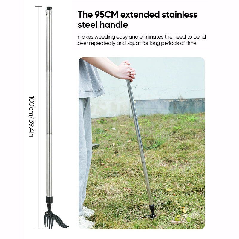 Ergonomic Long-Handled Stainless Steel Weed Remover with Detachable Head