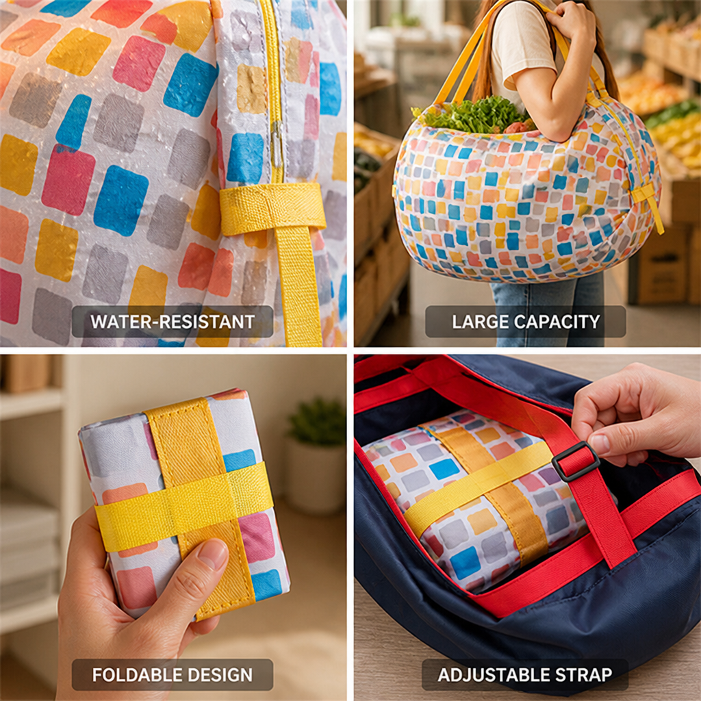 Water-Resistant Oxford Foldable Tote Bag (22 lb Capacity)
