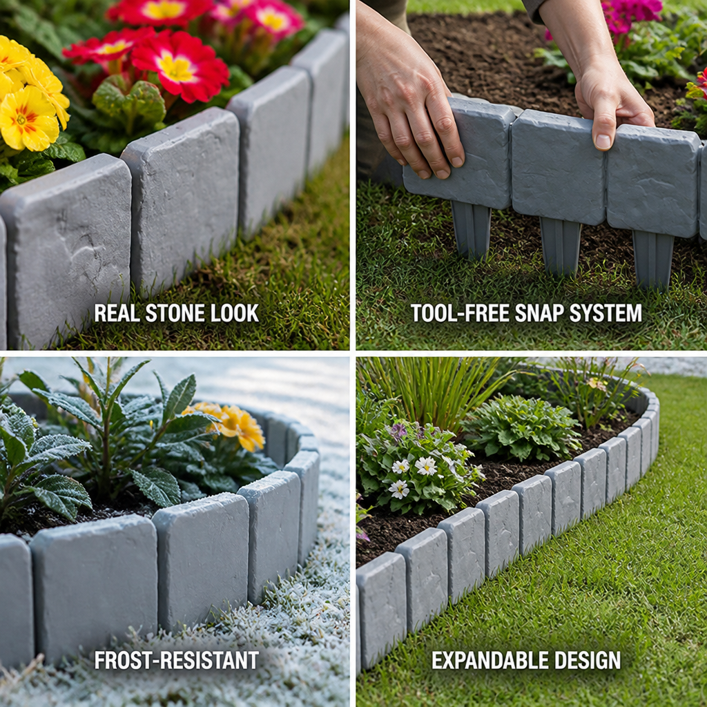 Stone-Look Tool-Free Snap Garden Bed Edging
