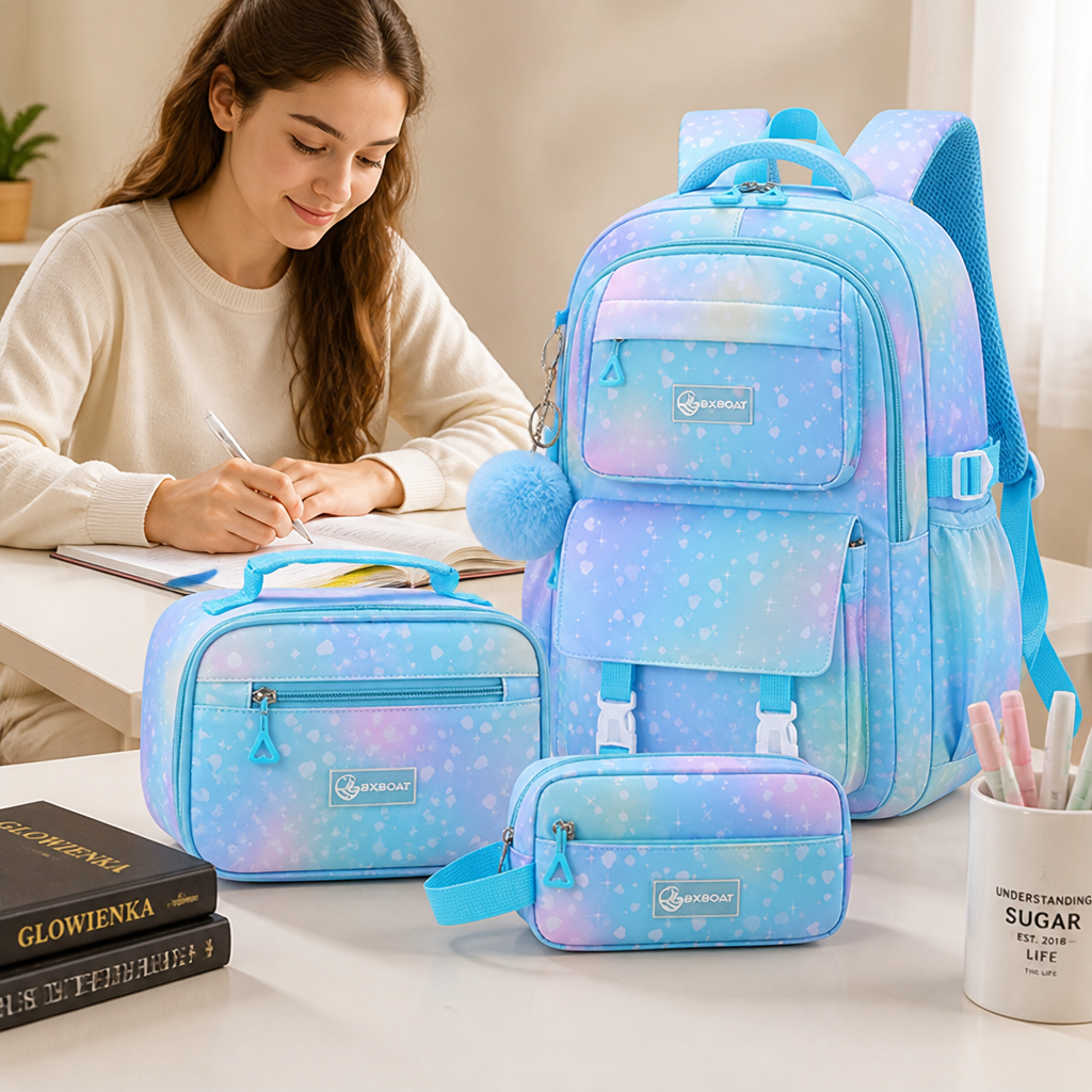 Large-Capacity Multiple-Pocket 16-Inch Backpack Set (3-Piece)