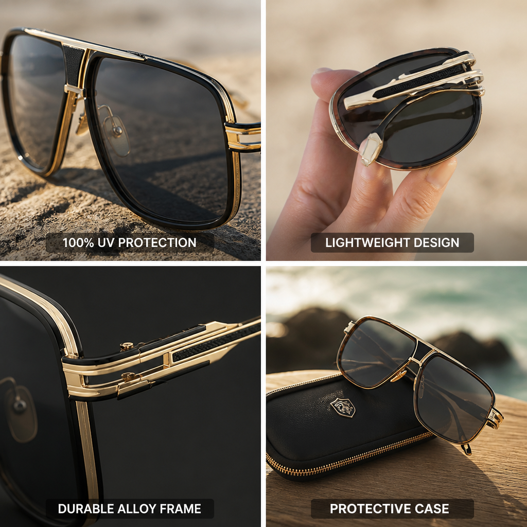 100% UV Protection Lightweight Alloy Aviator Sunglasses