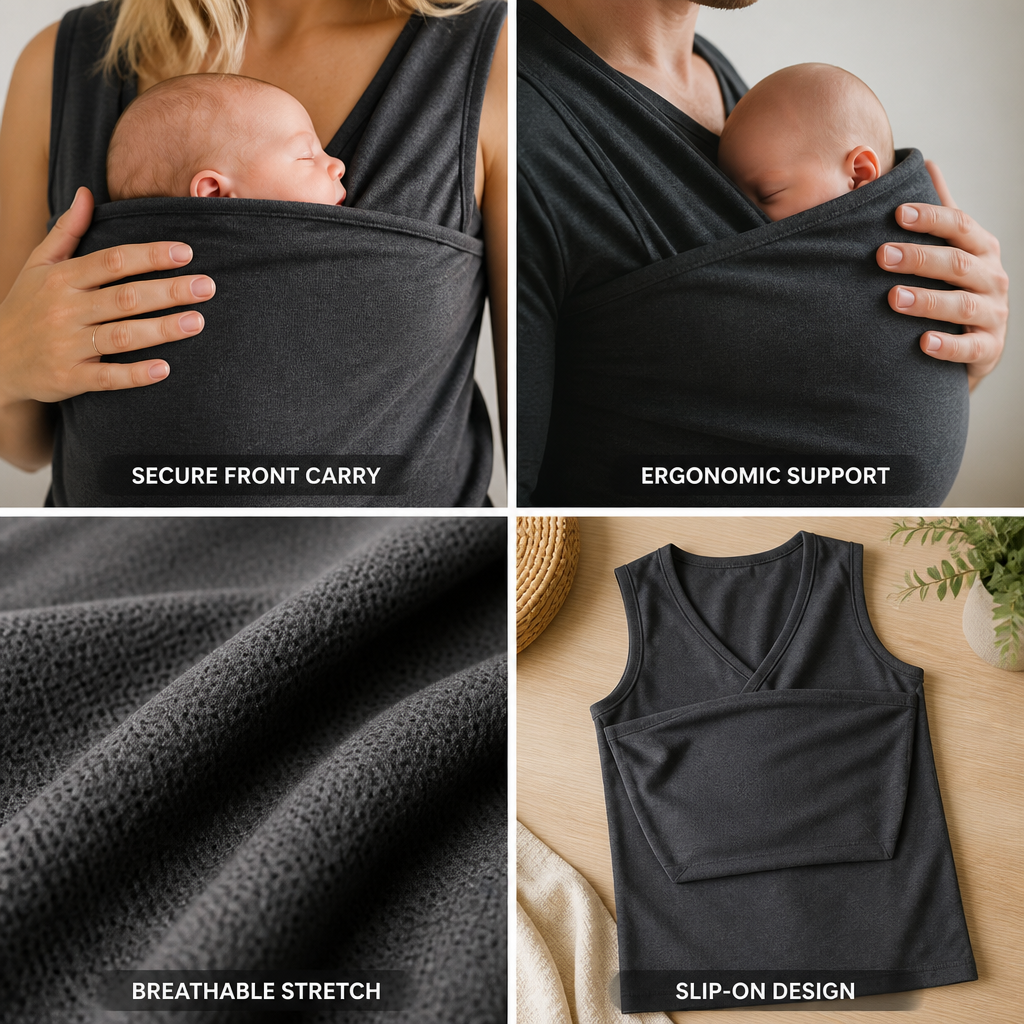 Breathable Stretch Ergonomic Slip-On Baby Wrap T-Shirt