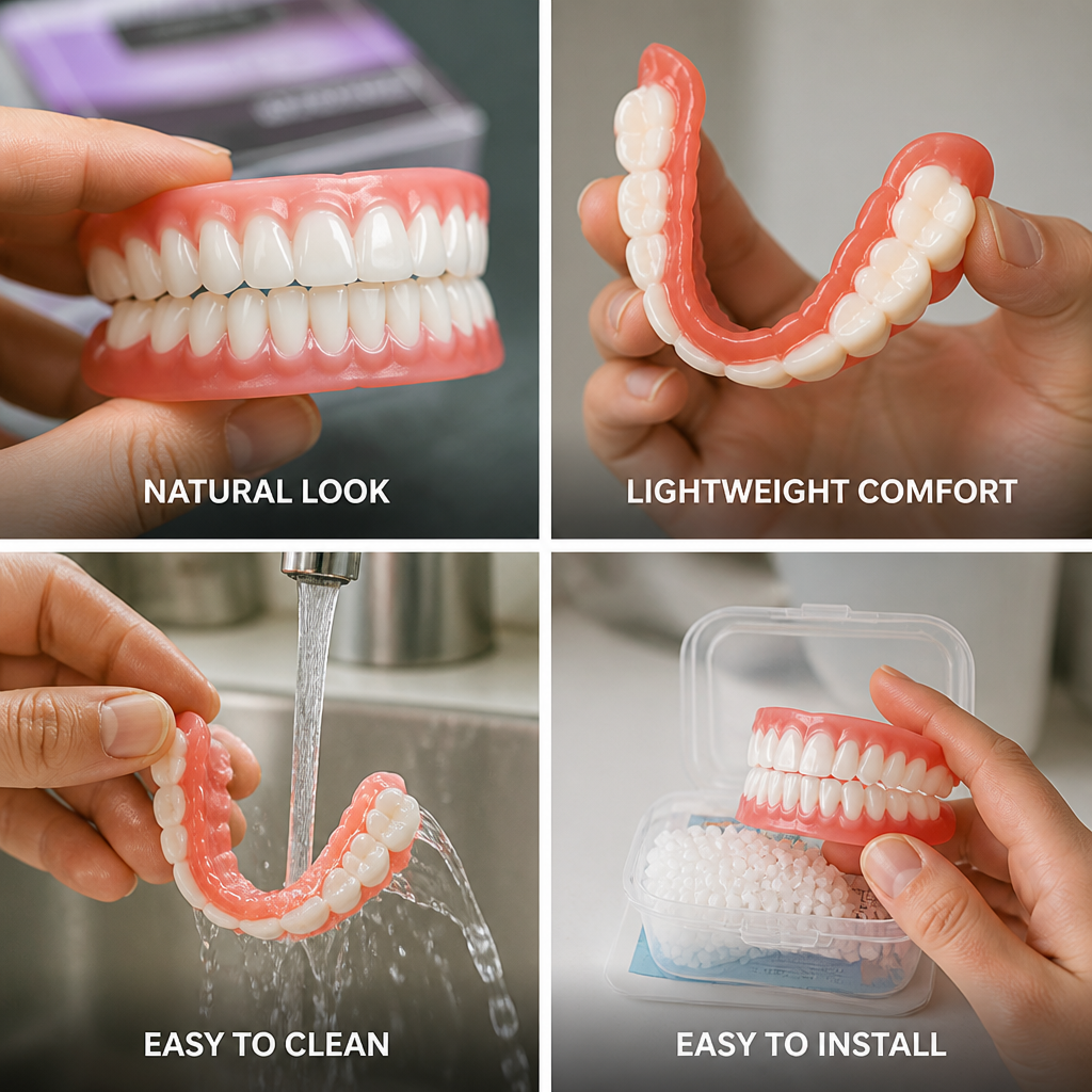 Natural-Looking Lightweight Removable Dentures (Upper & Lower Set)