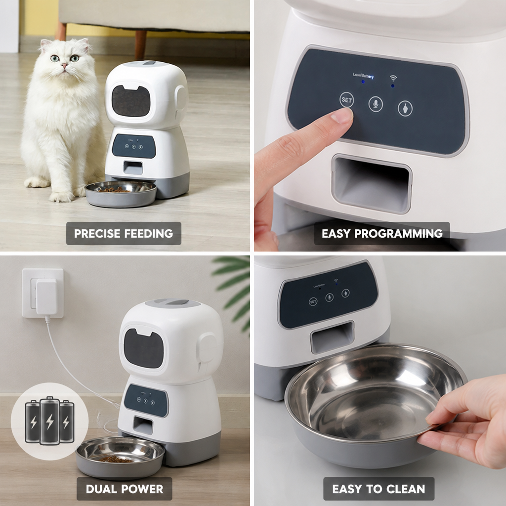 Programmable Wi‑Fi Automatic Pet Feeder (Dual Power)