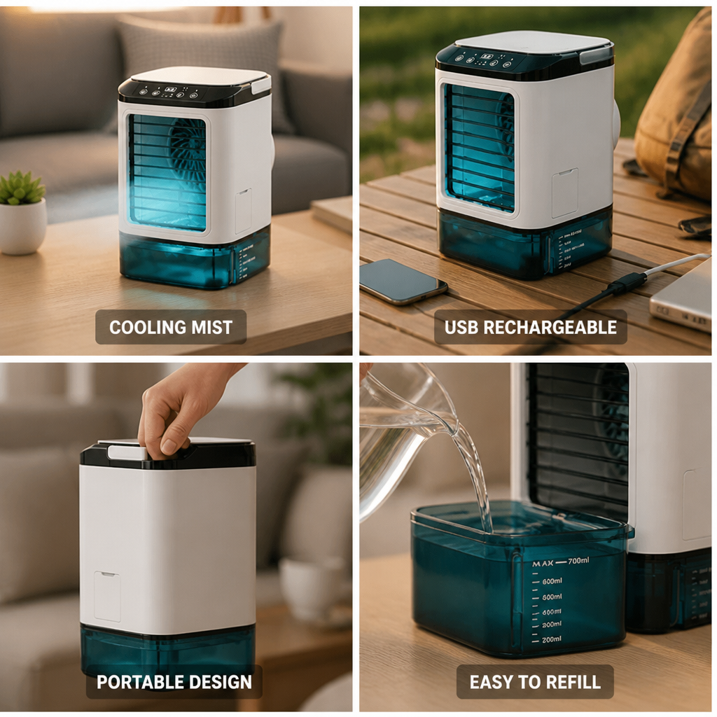 Portable USB Rechargeable Mist Cooling Fan