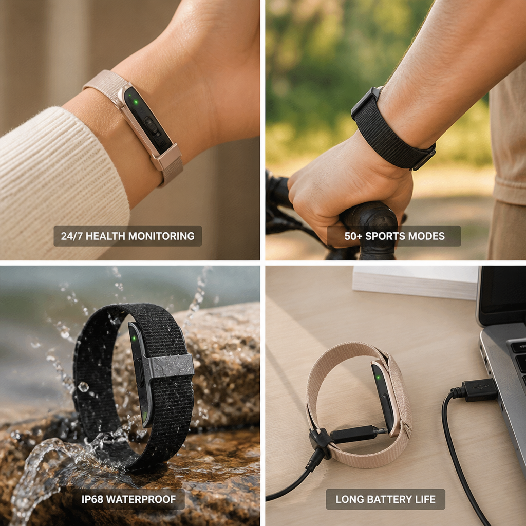 24/7 Heart Rate, SpO2 & Blood Pressure Watch (IP68 Waterproof)