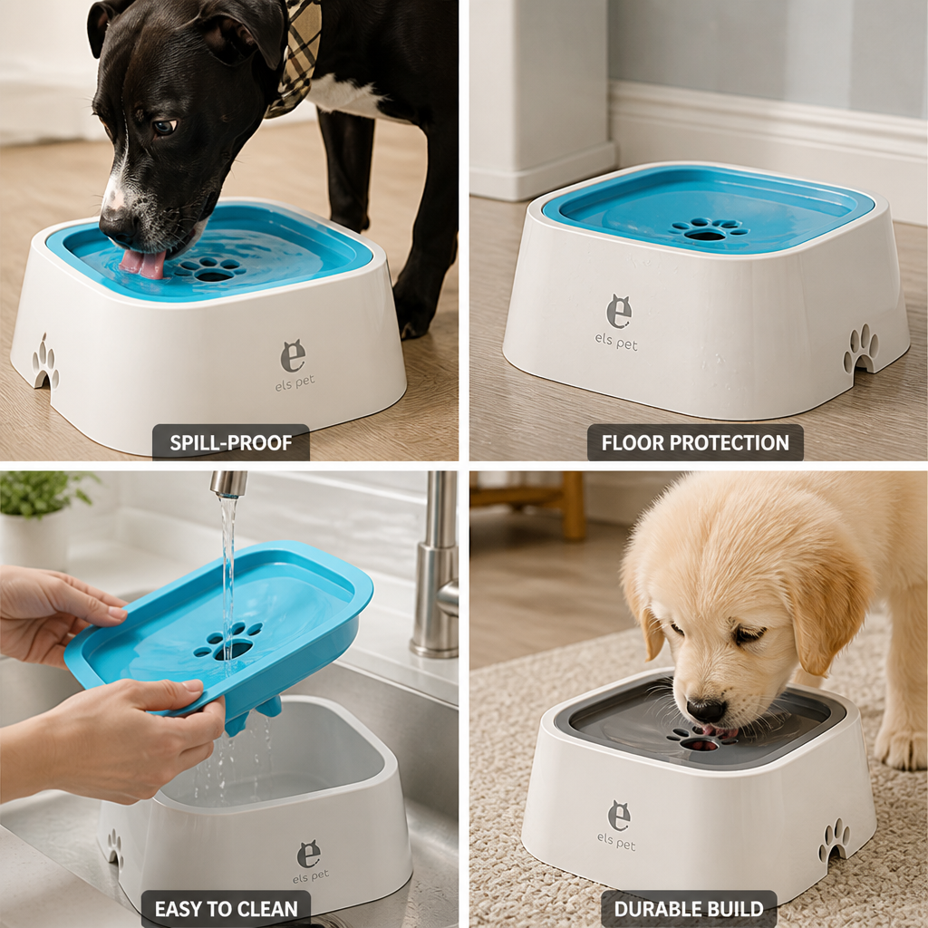 Spill-Proof Floating Rim Dog Water Bowl (Two-Piece)