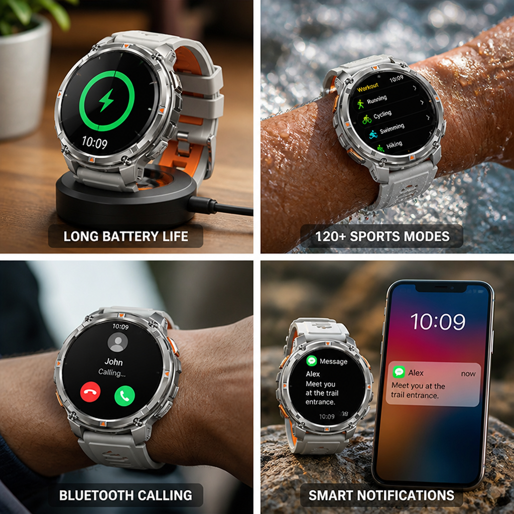 1100mAh Battery 120+ Sports Smartwatch (iPhone & Android)
