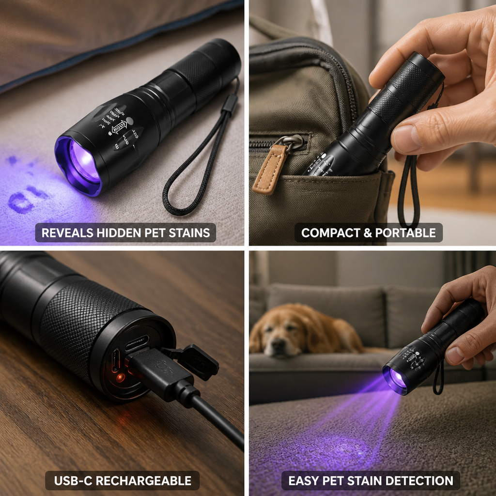 395nm UV USB-C Rechargeable Blacklight Flashlight