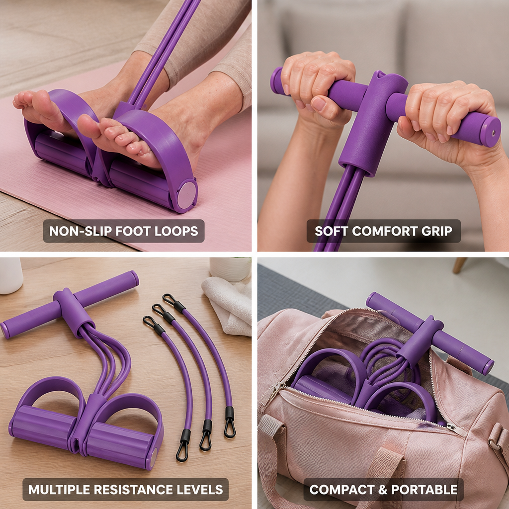 Non-Slip Foot Loops & Soft-Handle Resistance Band Set