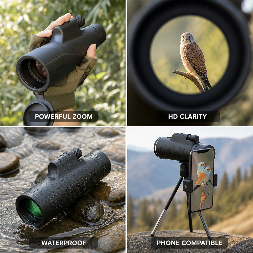 500X Zoom HD Optics Compact Monocular Telescope