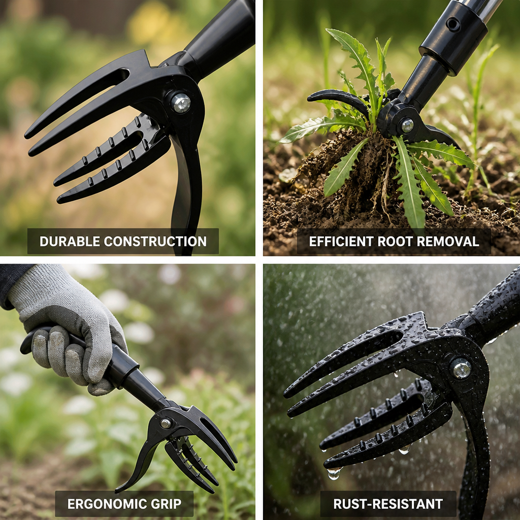 Rust-Resistant 4-Claw Weed Puller Head