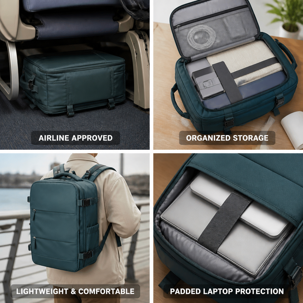 Lightweight Airline-Approved Padded Laptop Backpack