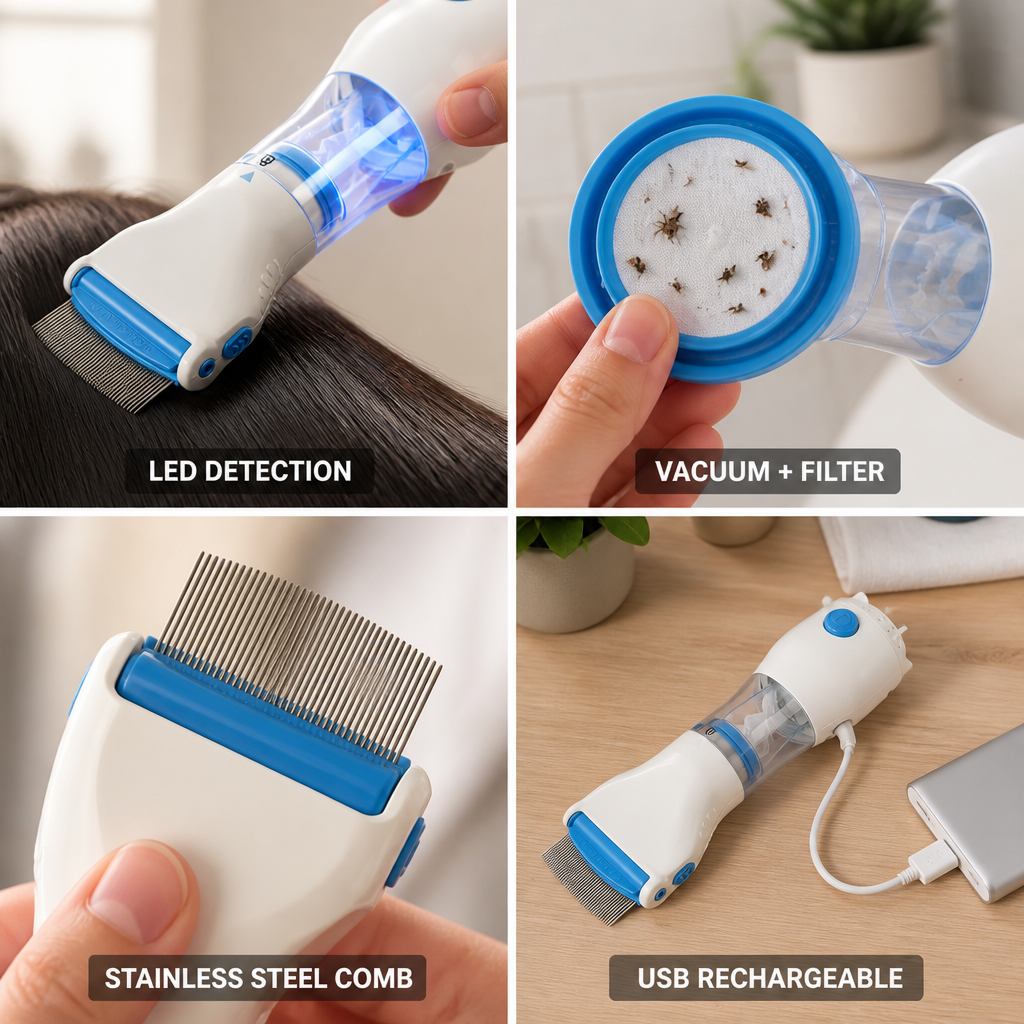 Vacuum Suction LED Electric Lice Remover (USB Rechargeable)