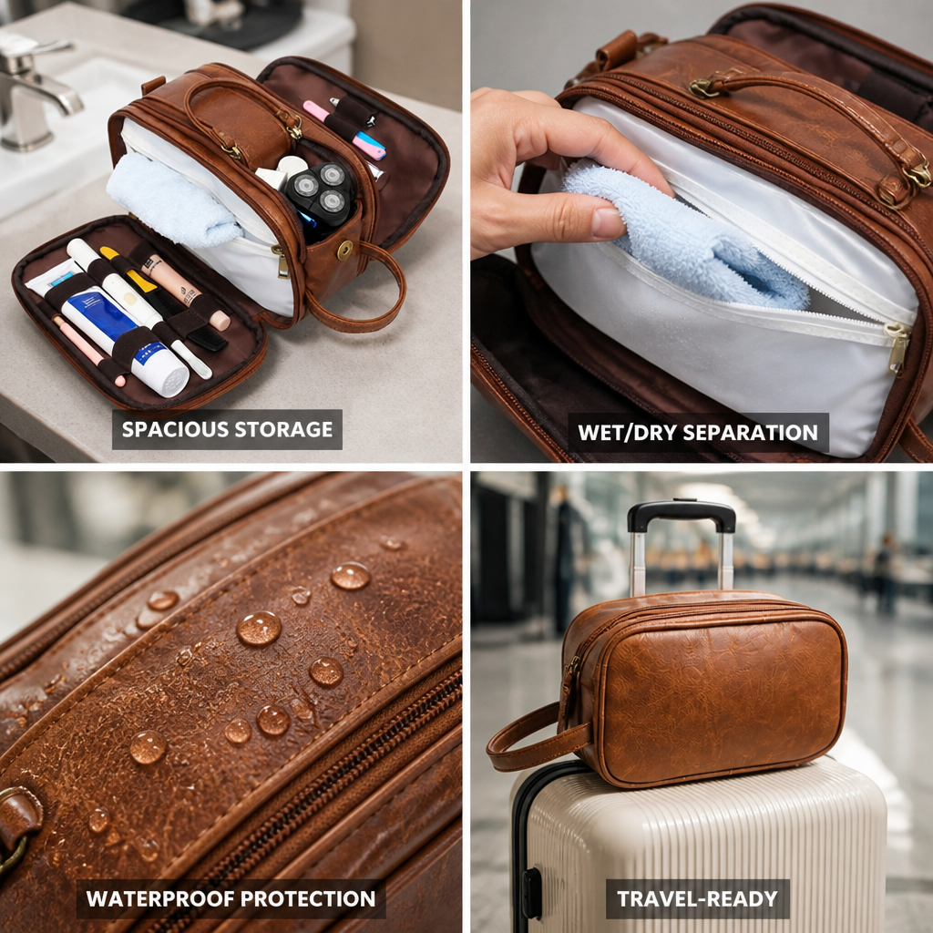 Waterproof Leak-Proof Travel Toiletry Organizer (Wet/Dry Section)