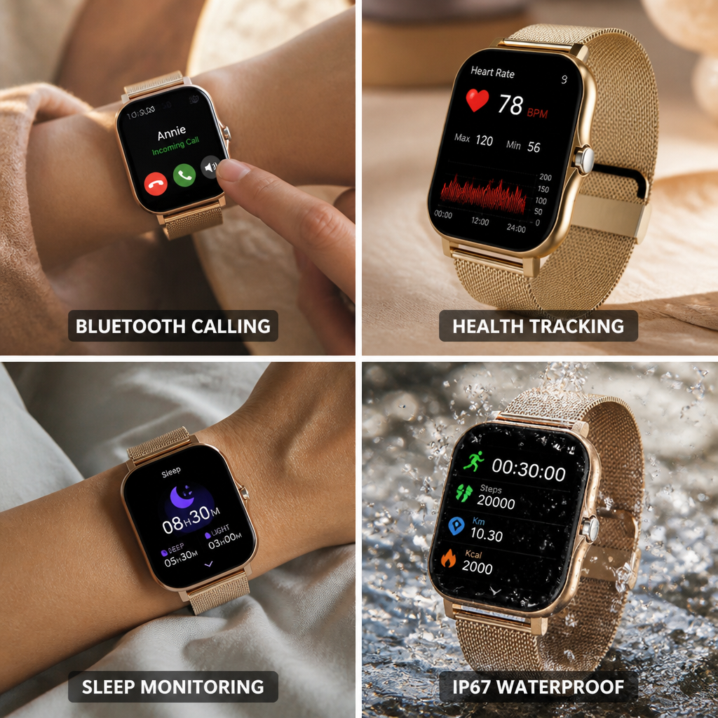 1.83" HD Touchscreen Bluetooth Calling & Health Tracking Smartwatch