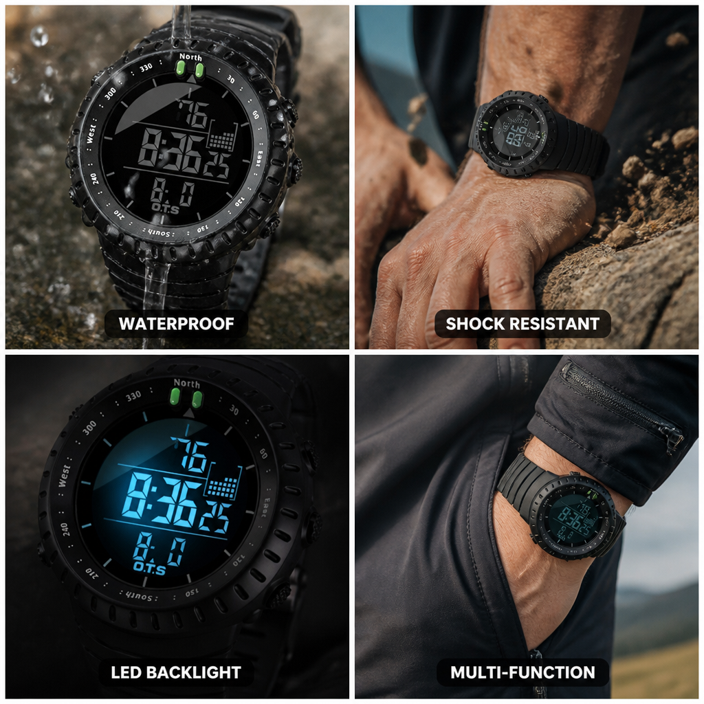 Waterproof & Shock-Resistant LED Digital Sports Watch