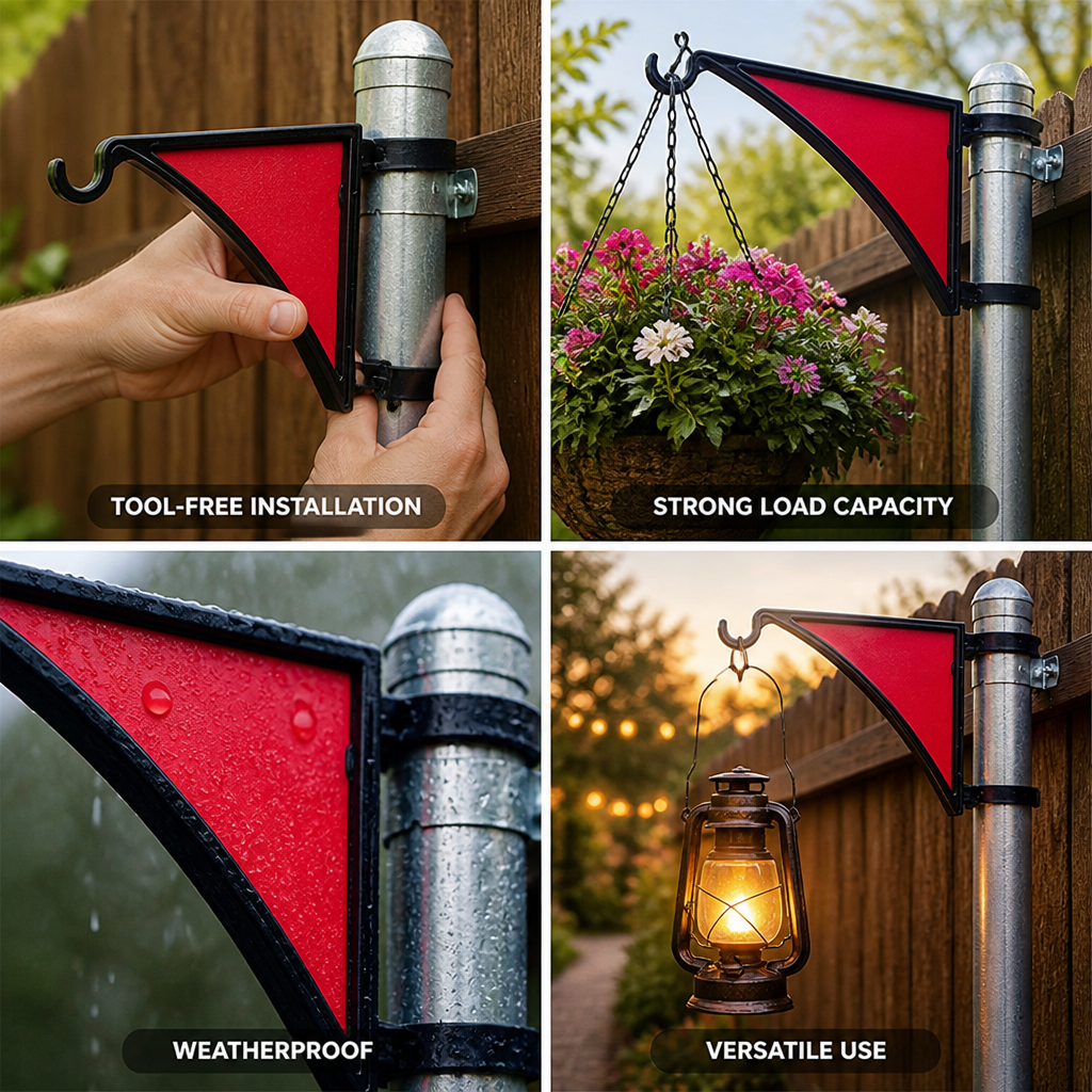 Tool-Free Weatherproof Metal Fence Hook
