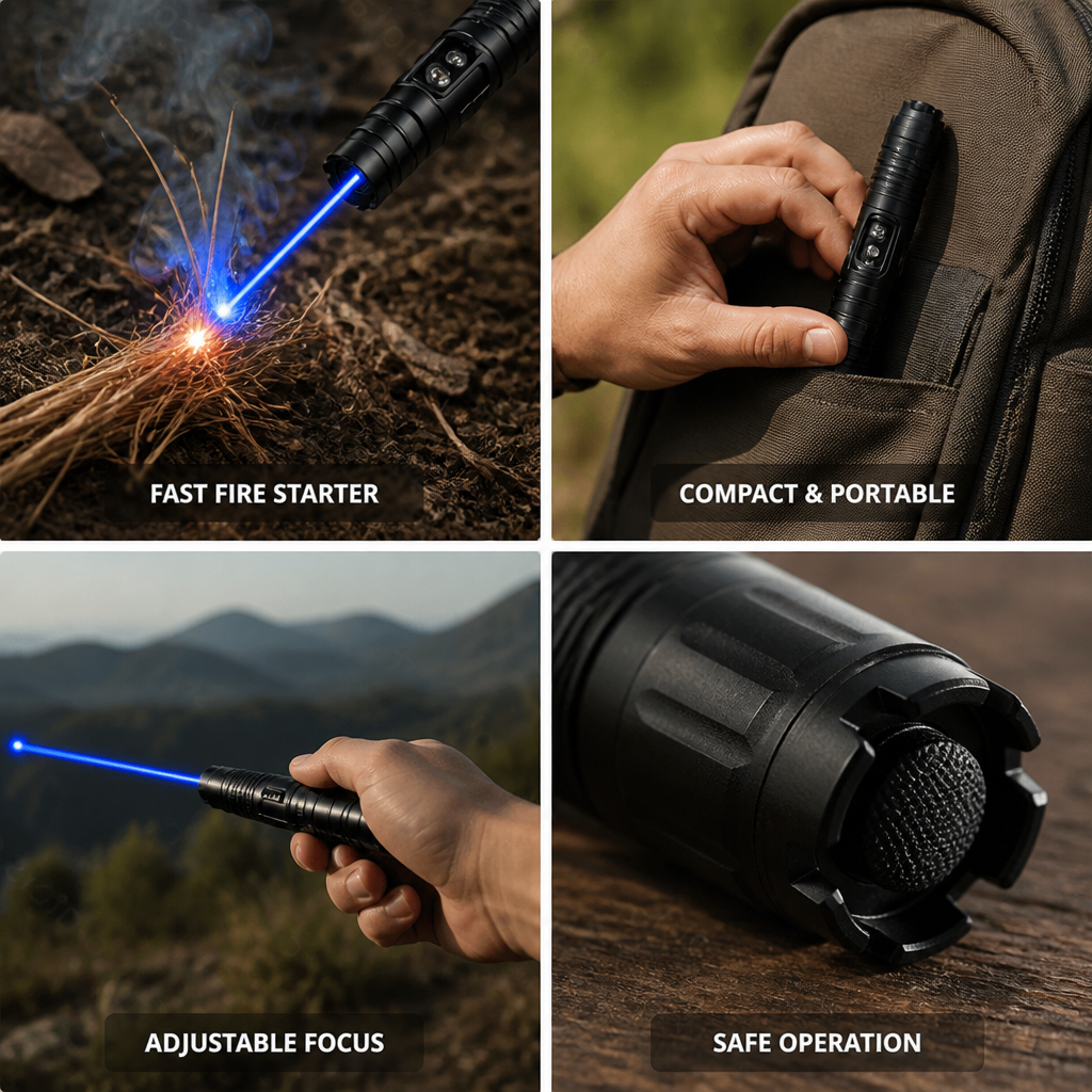 Compact Adjustable Focus & Fire-Starting Tactical Laser Torch