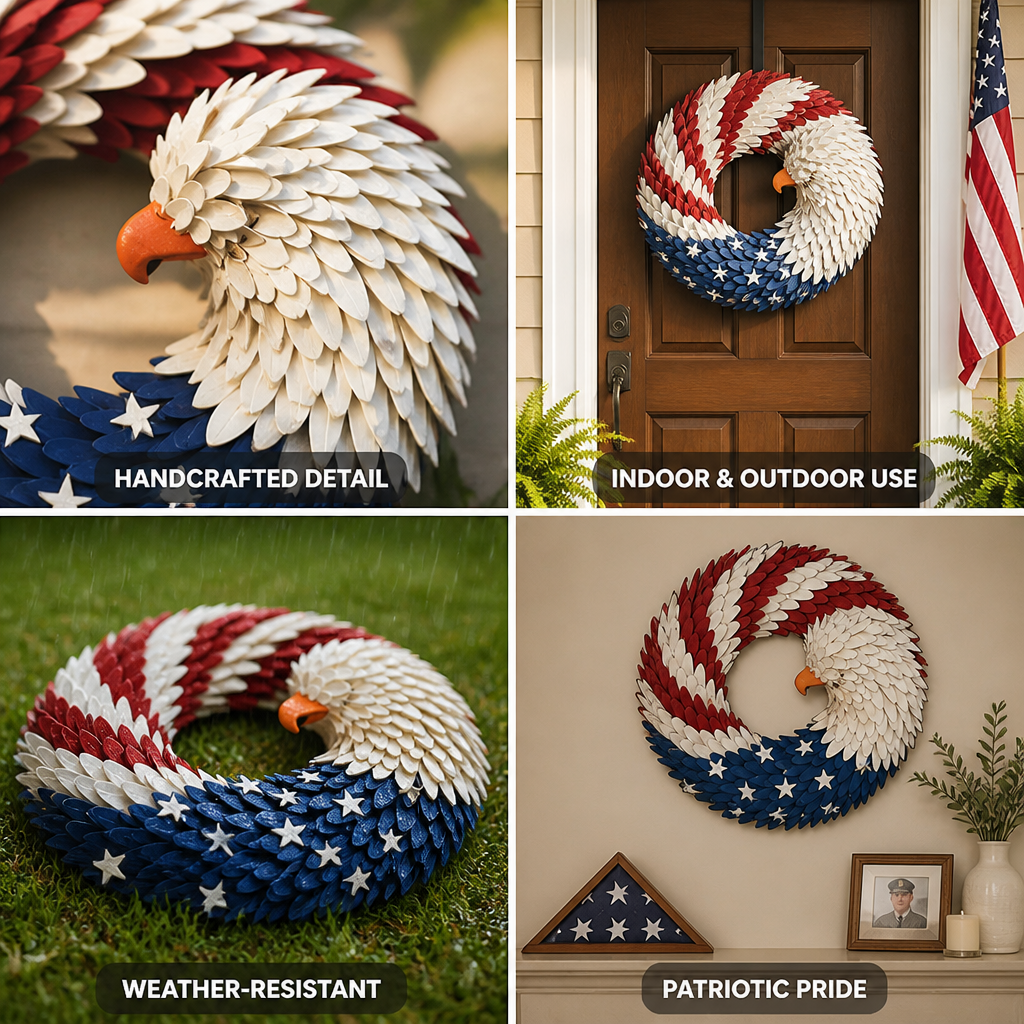 Handcrafted Weather-Resistant Boxwood Eagle Wreath