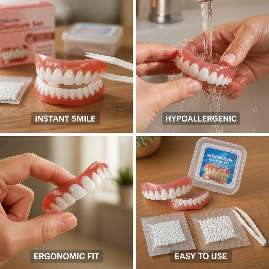Instant Concealment Hypoallergenic Ergonomic Dental Patch Set (Set of 4)