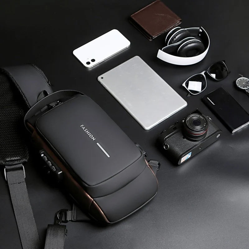 Waterproof and Theft-Resistant Shoulder Bag with USB Port