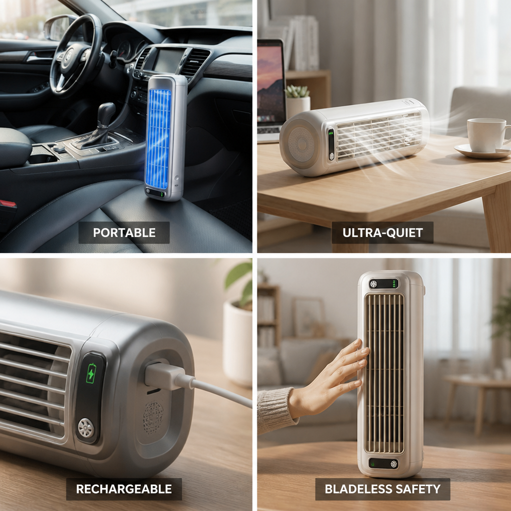 Ultra-Quiet Rechargeable Bladeless Air Cooler