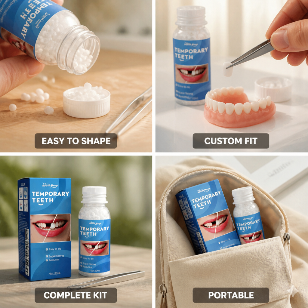 Adjustable Moldable Denture Resin Kit (80 g Bottle + Tweezers)