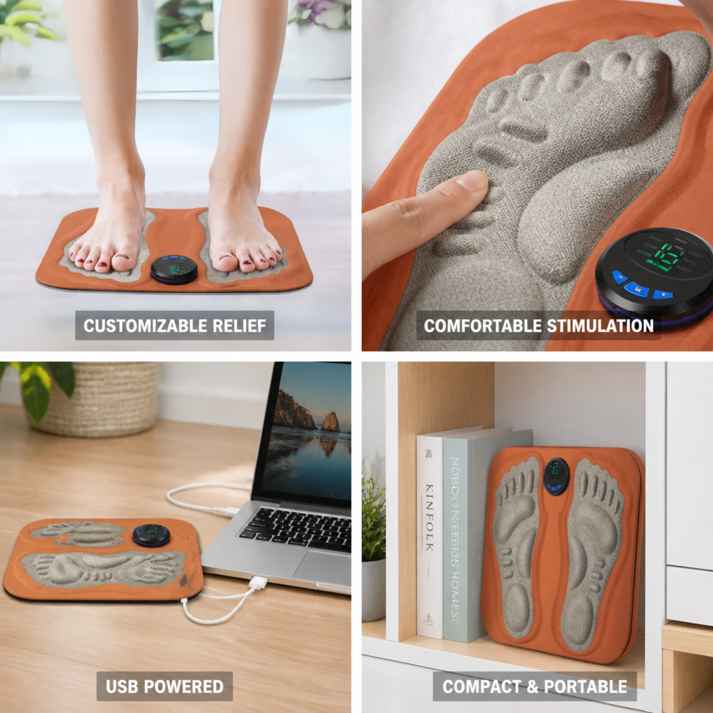 Compact USB-Powered EMS Foot Stimulation Mat
