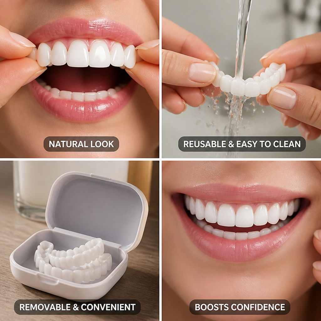 Natural-Looking Removable & Reusable Tooth Covers (Upper & Lower Set)