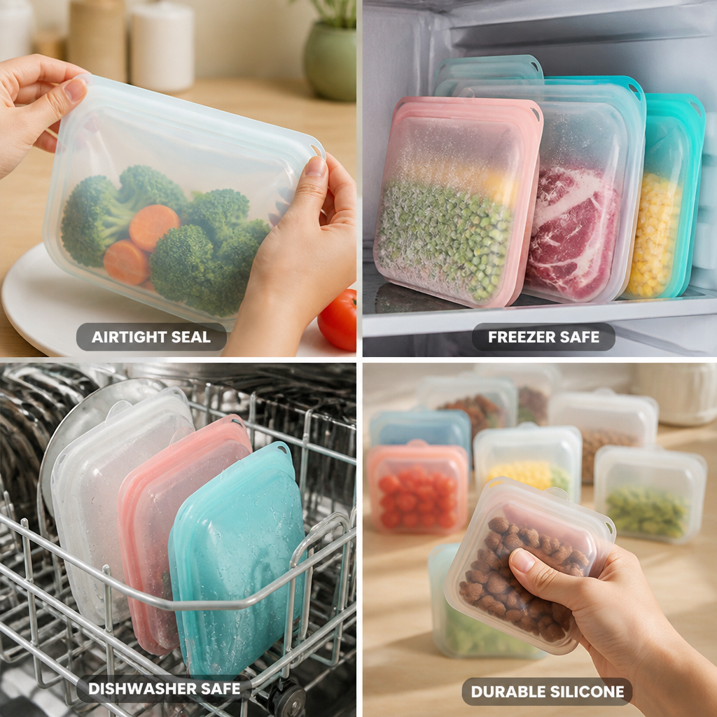 Food-Grade Platinum Silicone Airtight Storage Bags (3-Pack)