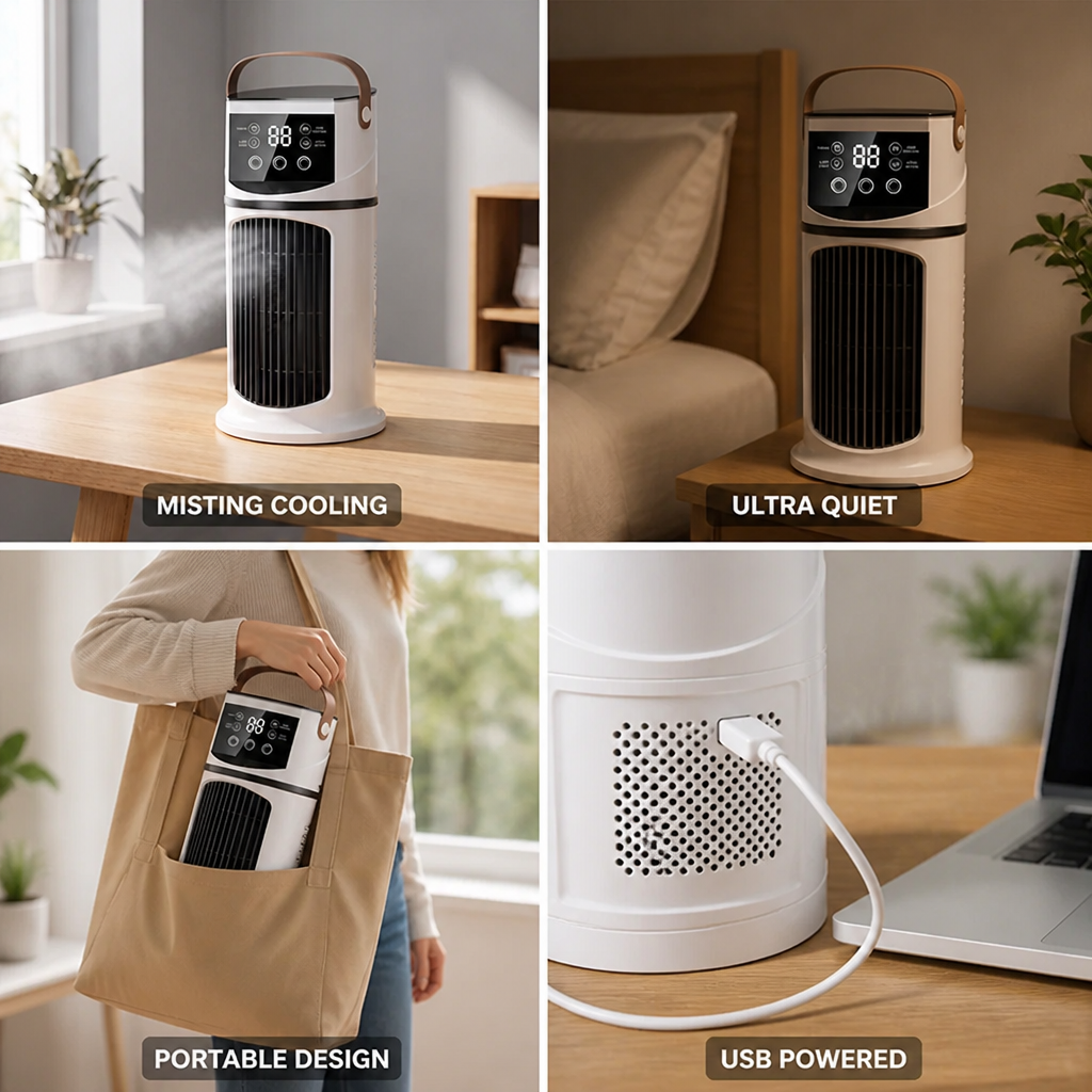 USB-Powered Misting Portable Air Cooler (14 fl oz Tank)
