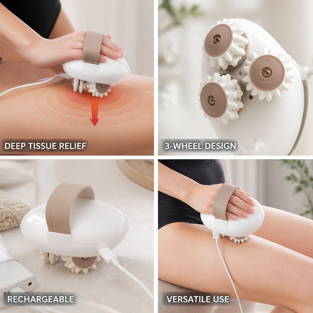 High-Frequency Rechargeable Anti-Cellulite Massager (3-Wheel Heads)