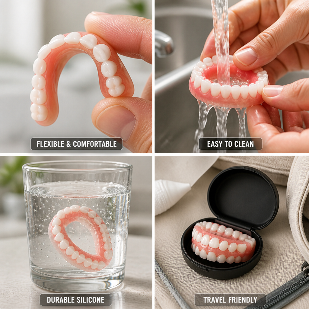 Moldable Silicone Temporary Smile Veneers (4-Piece Set)