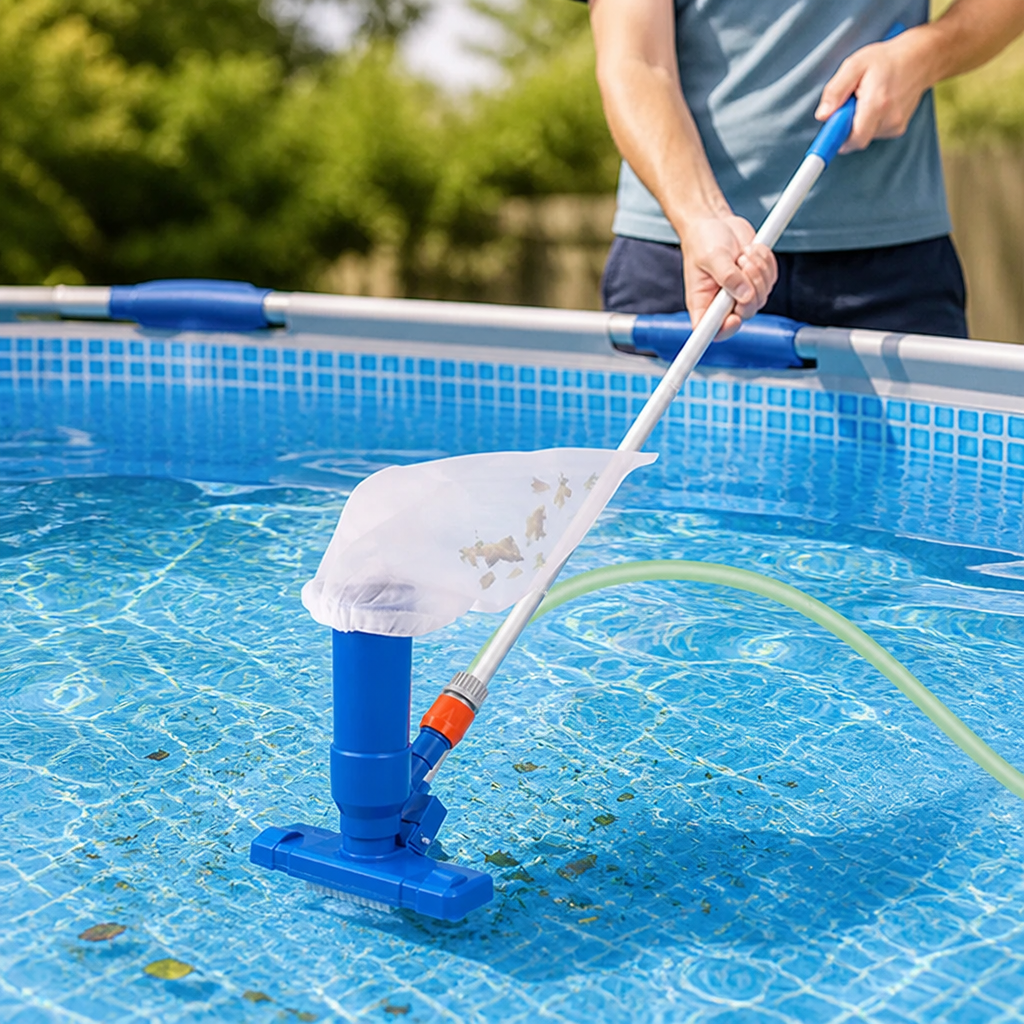 Hose-Powered Dual-Mesh Pool Vacuum Kit (5-Section Pole)