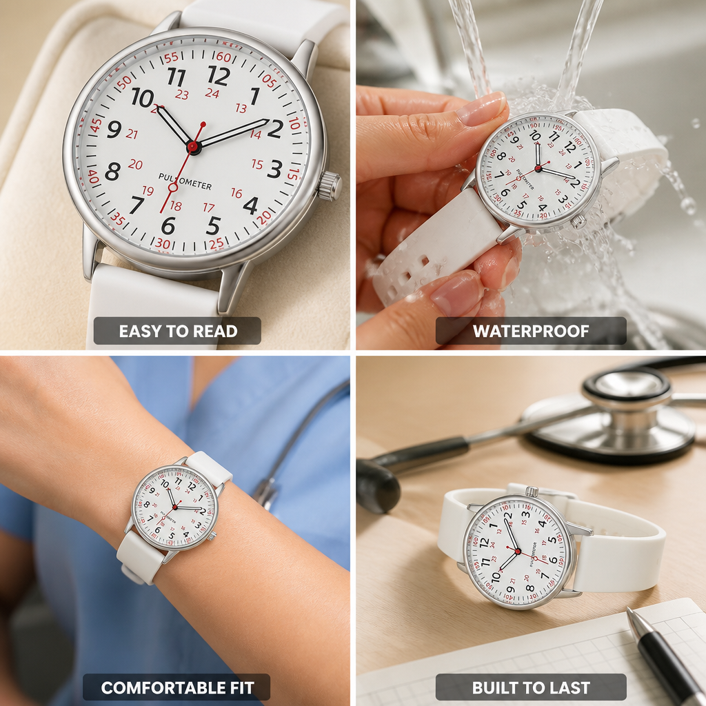 Waterproof Easy-To-Read Nurse Watch (Silicone Band)