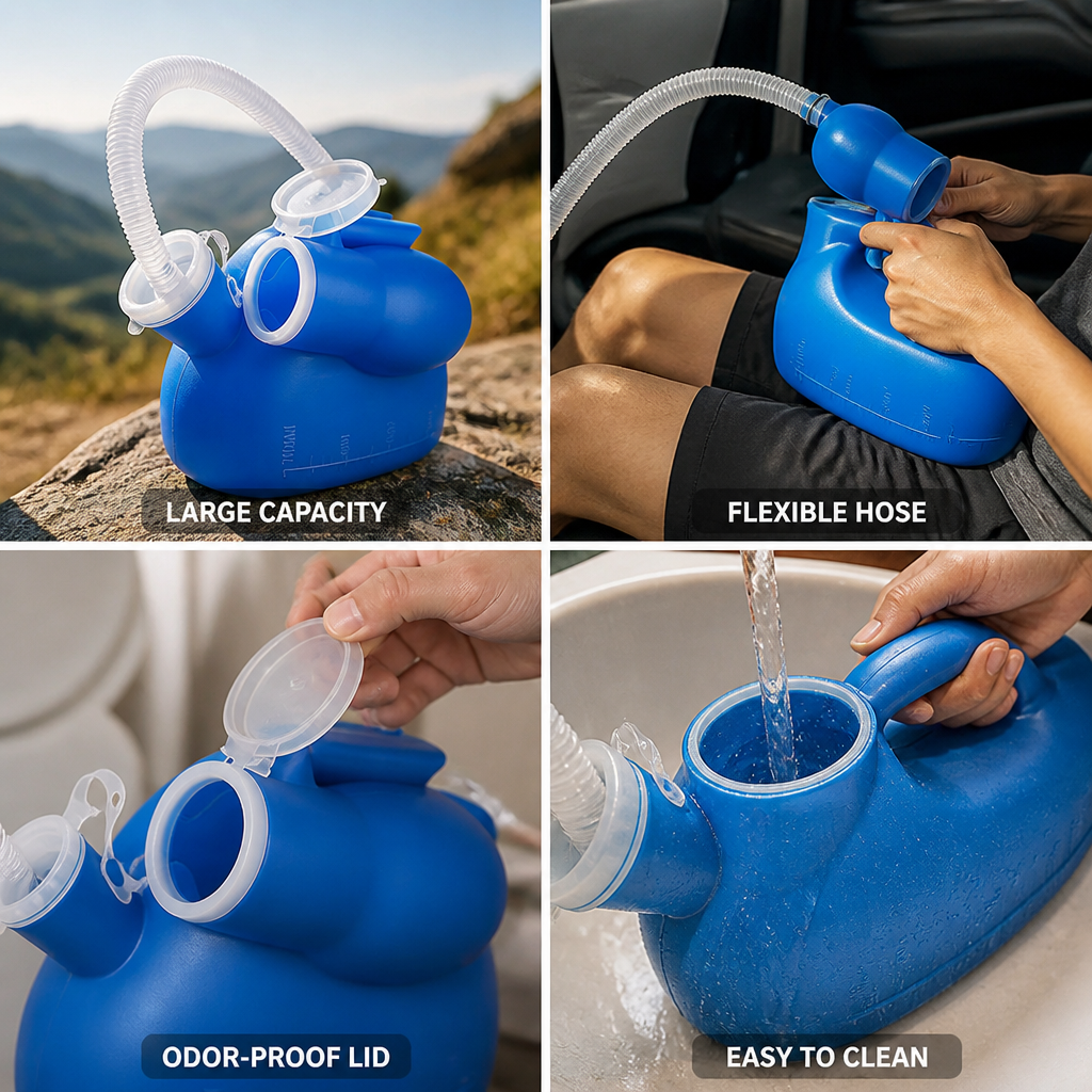 2L Capacity Adjustable Hose Portable Urinal