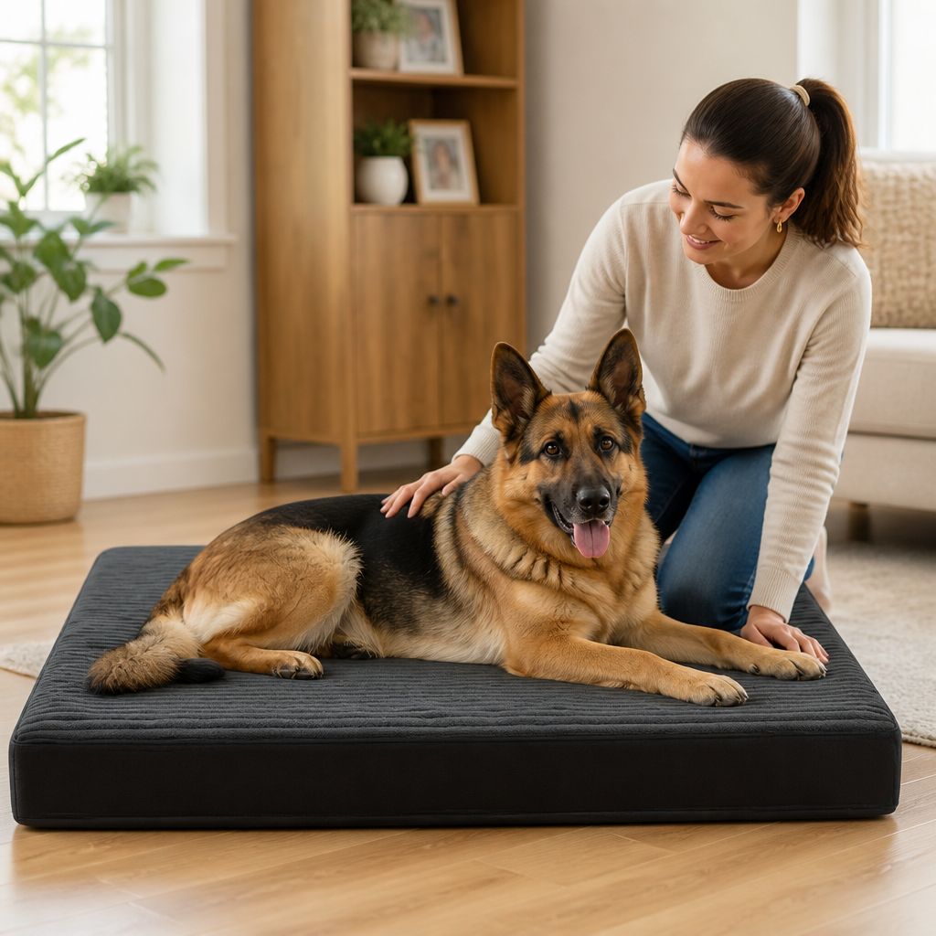 Orthopedic Two-Layer Memory Foam Dog Bed (Large, Removable Washable Cover)