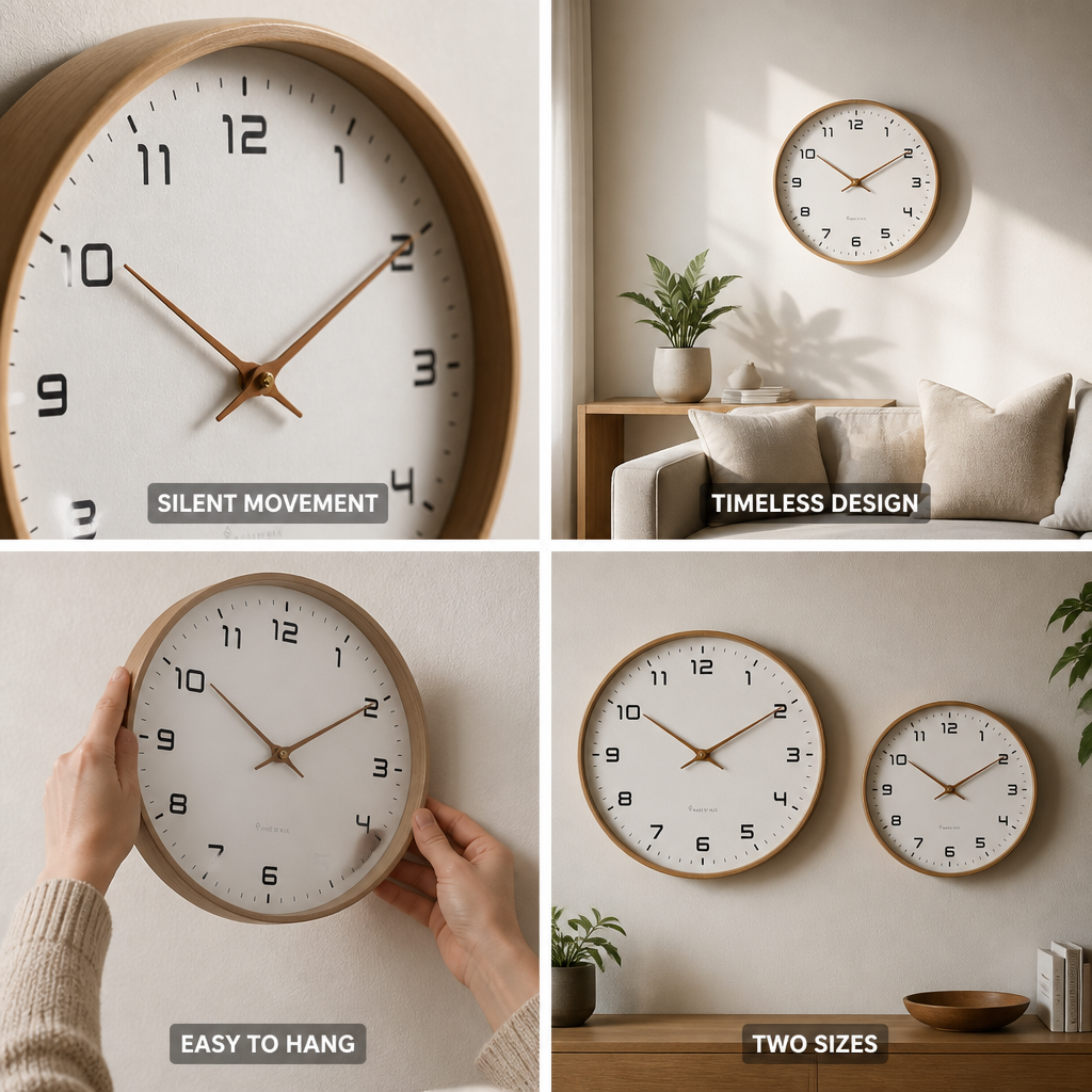 Silent Quartz Wooden Wall Clock