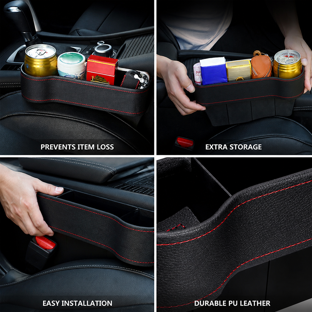 PU Leather Universal Car Seat Gap Organizer