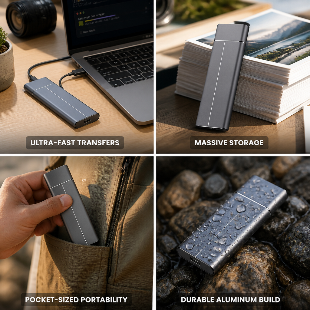 Aluminum High-Speed USB-C Portable SSD (Up to 30TB)