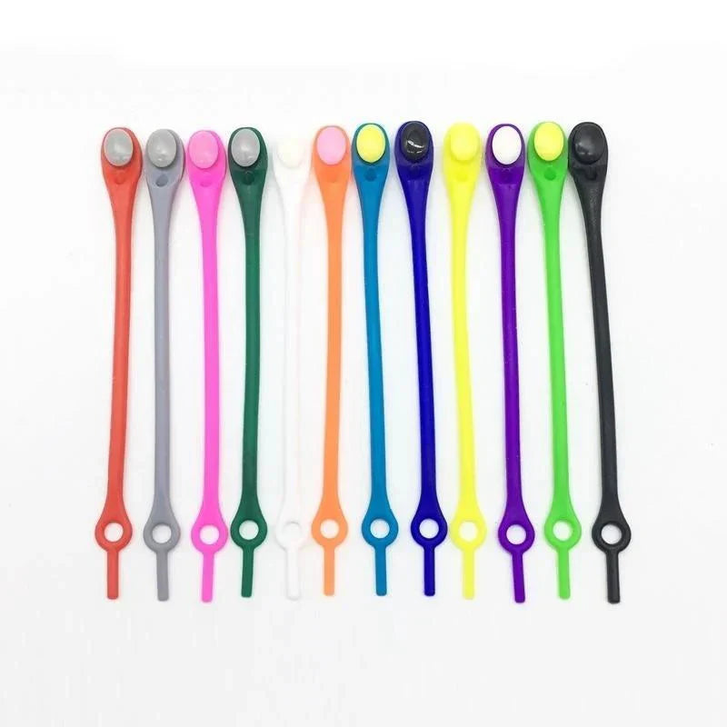 Set of 12 No-Tie Silicone Elastic Shoelaces