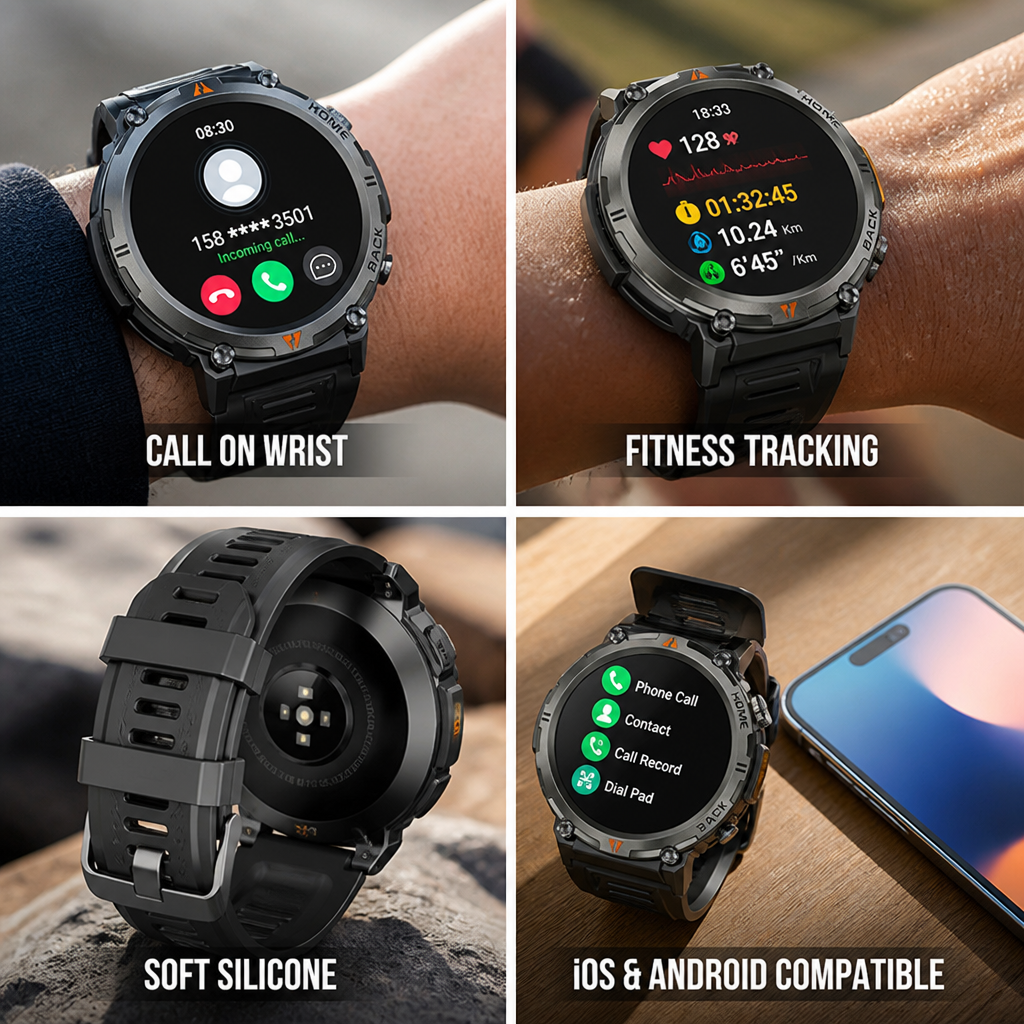 1.45in Touchscreen Call-Enabled Silicone Smartwatch (iOS & Android Compatible)